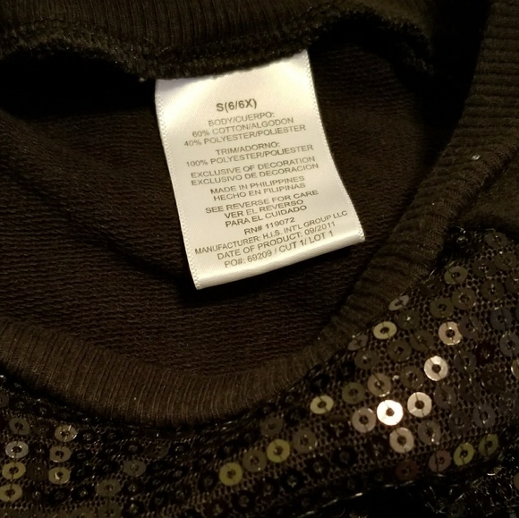 Black Sequined Tunic Top Girls Size 6 - Picture 3 of 4